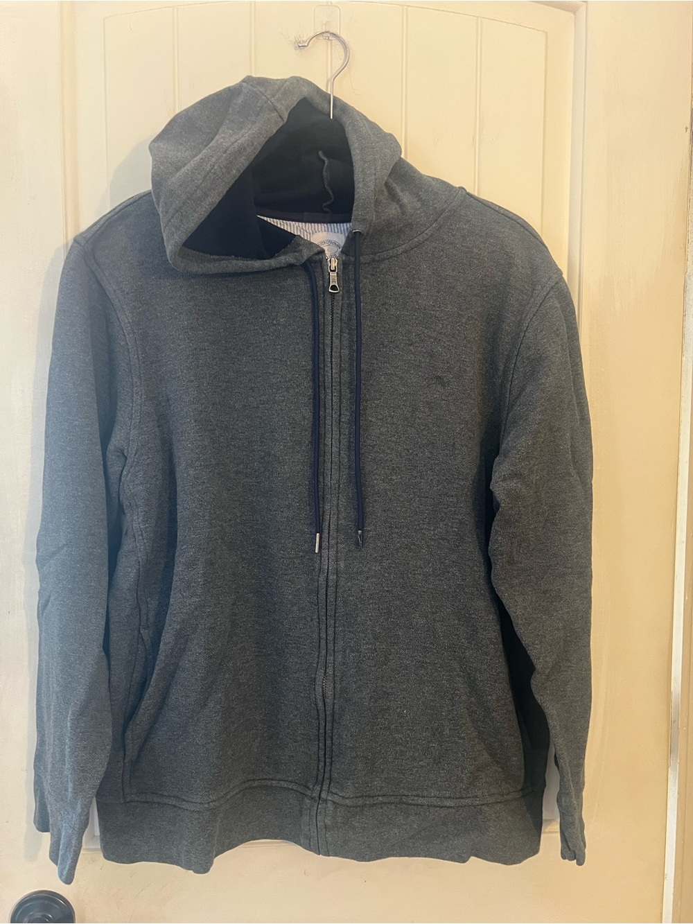 Men's Brooks Brothers Charcoal Full-Zip Hooded Sweatshirt, Size L